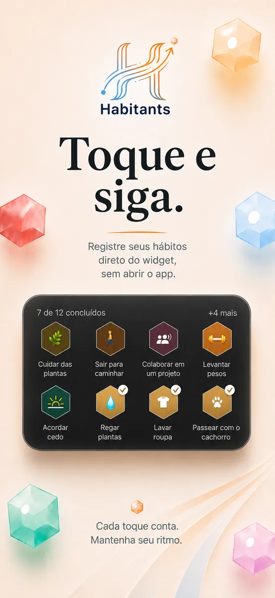 Toque e siga: registrar um hábito pelo widget