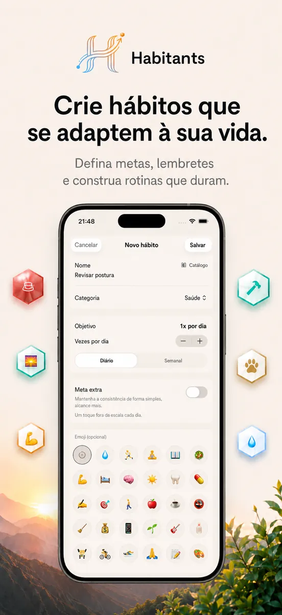 Crie hábitos que cabem na sua vida: meta e lembrete